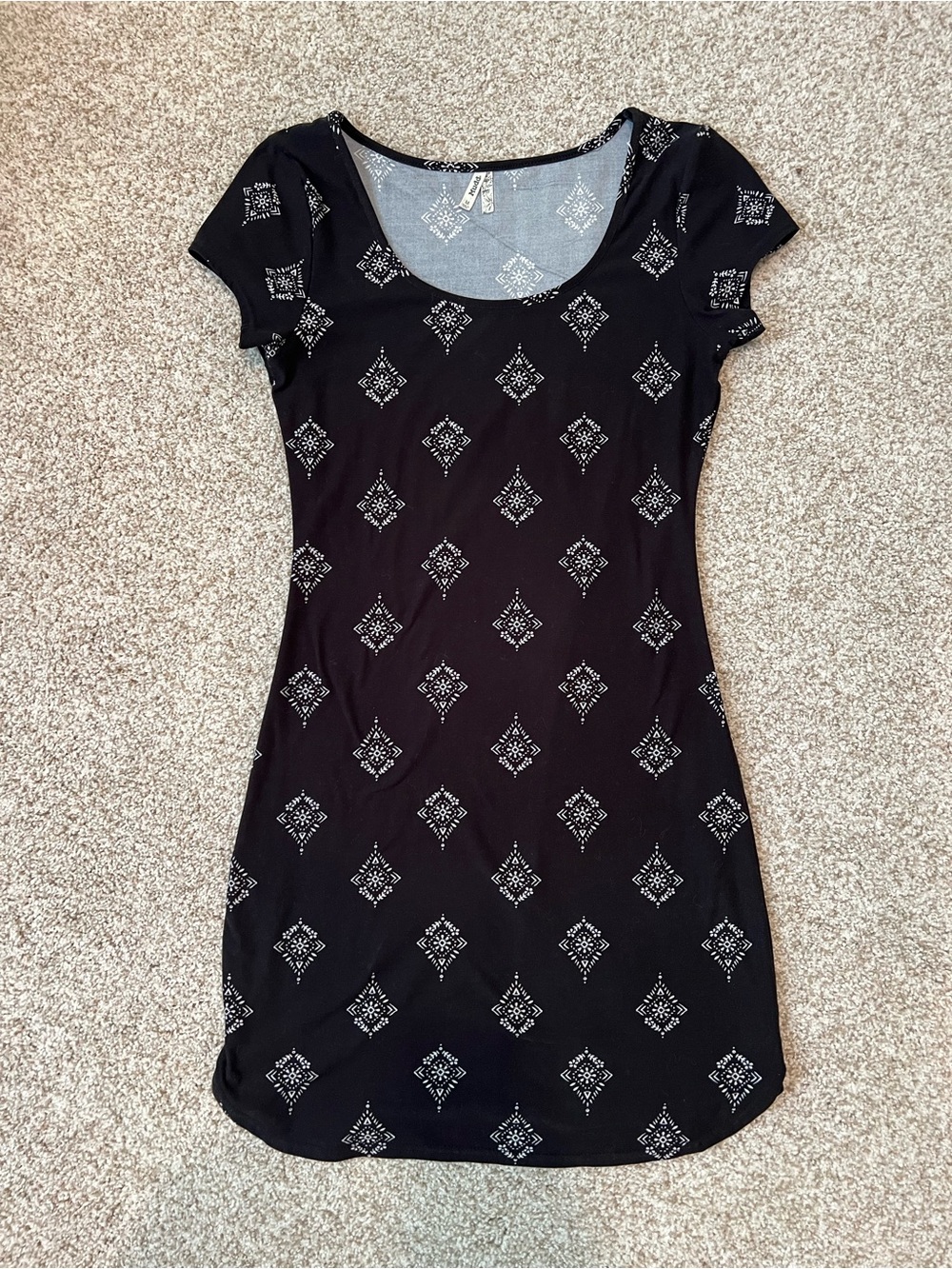 Mudd Black Mini Dress with White Geometric Print
